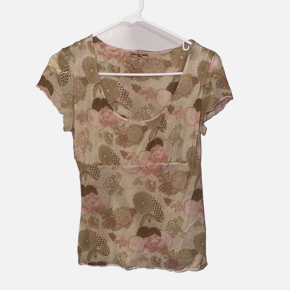 Vintage Y2K Cha Cha Vente Peasant Floral Top